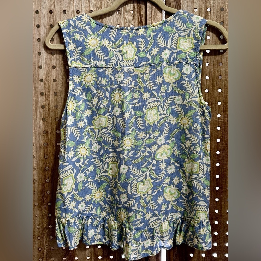 Lucky Brand Blue Green Mixed Print Sleeveless Woven Blouse Size S - Picture 5 of 5